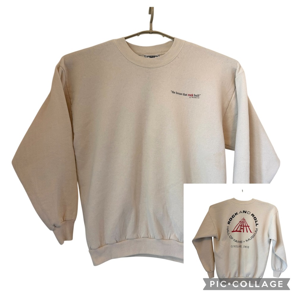 Rock and Roll Hall of Fame Vintage 1995 Lee Sweatshirt XL Made in USA Cream READ